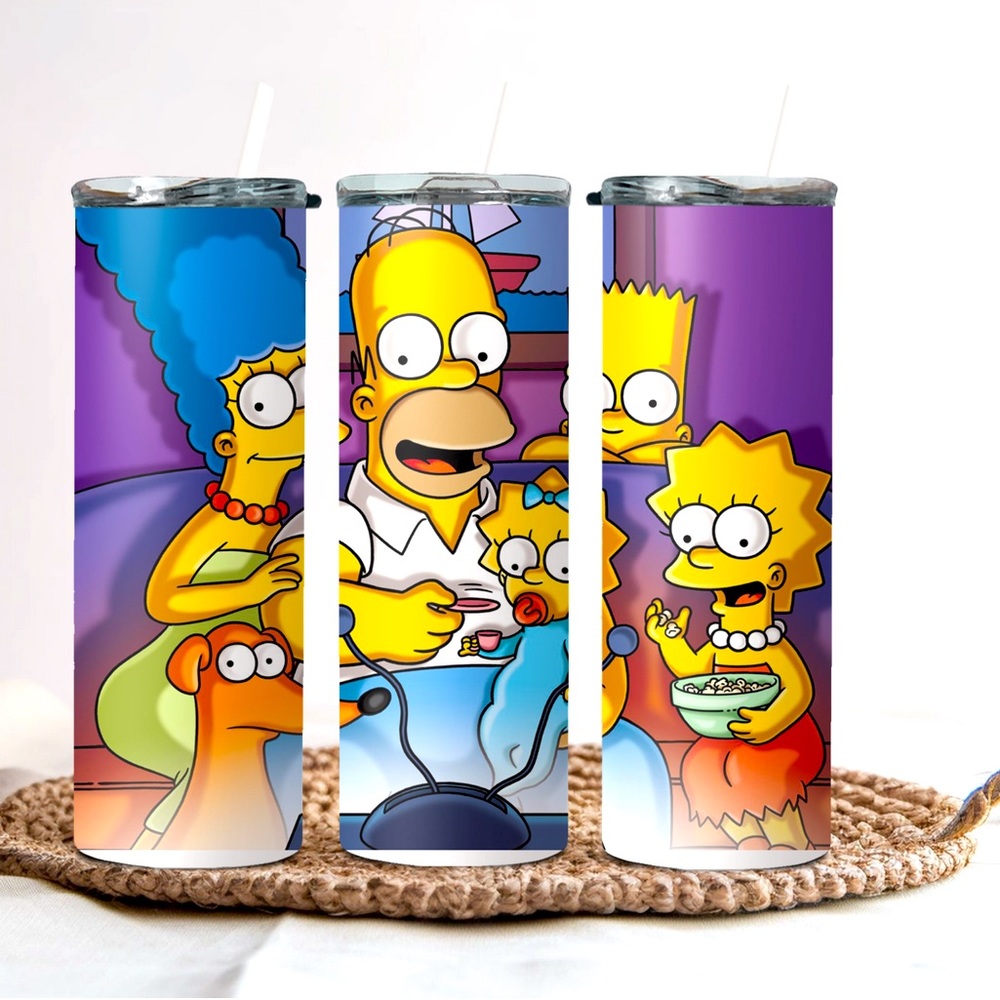 90’s cartoon inspired 20 oz. stainless steel tumbler with lid and straw